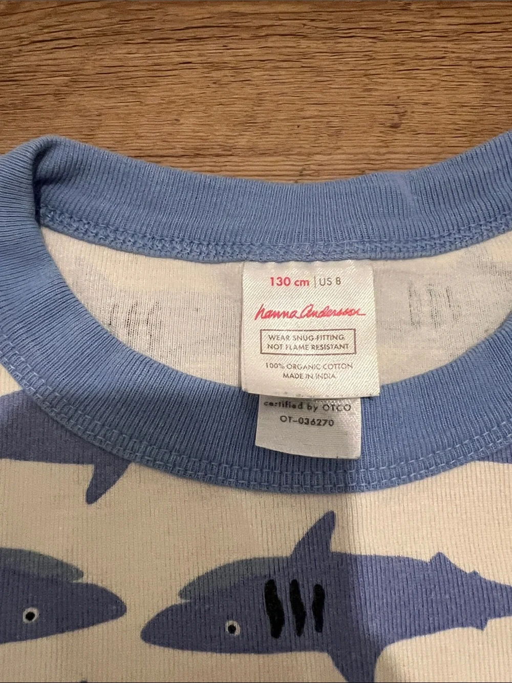 Hanna Andersson Boys Shark Short Pajamas Set, size 8